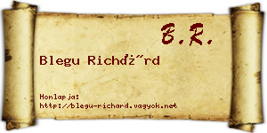 Blegu Richárd névjegykártya